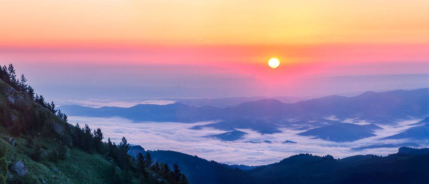 адыгея, пейзаж, рассвет, туман, пейзаж, горы, большой тхач, Алексей Чистяков