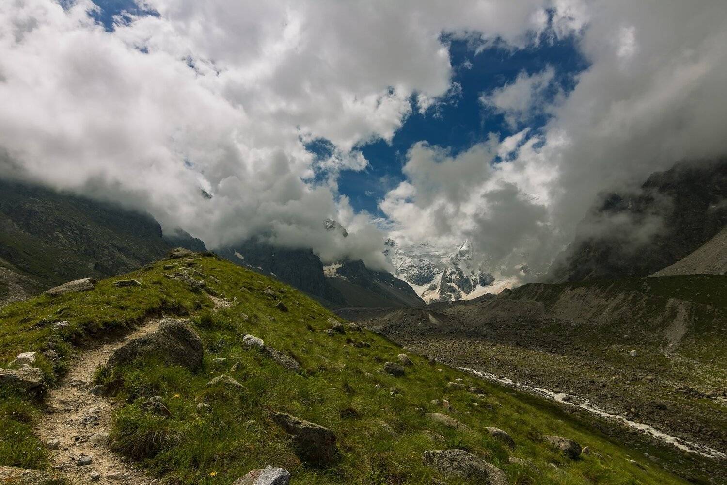 горы, облака, кавказ, Эстелла