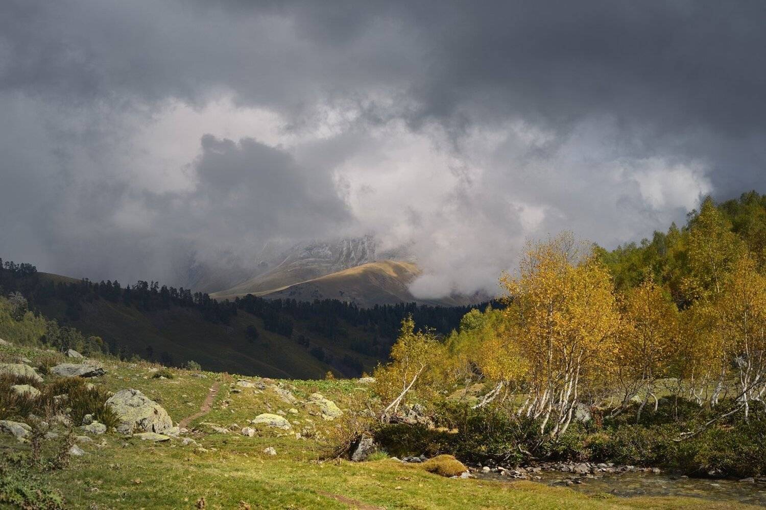 горы осень архыз утро, Александр Жарников