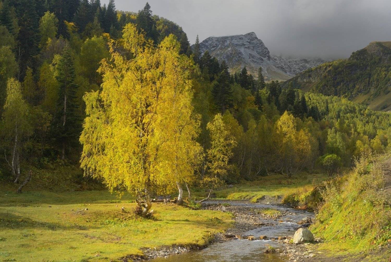 горы осень архыз утро, Александр Жарников