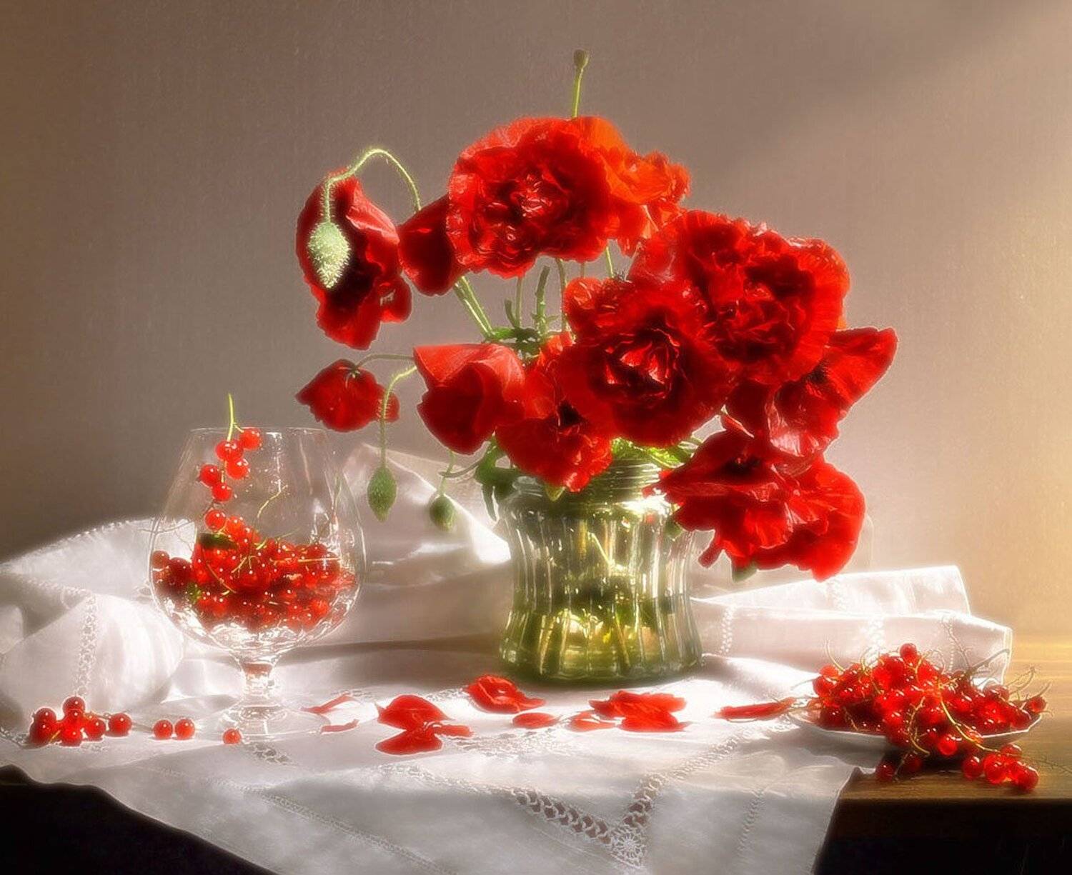 still life,натюрморт, фото натюрморт, цветы, маки, лето, июль, красная смородина, Колова Валентина