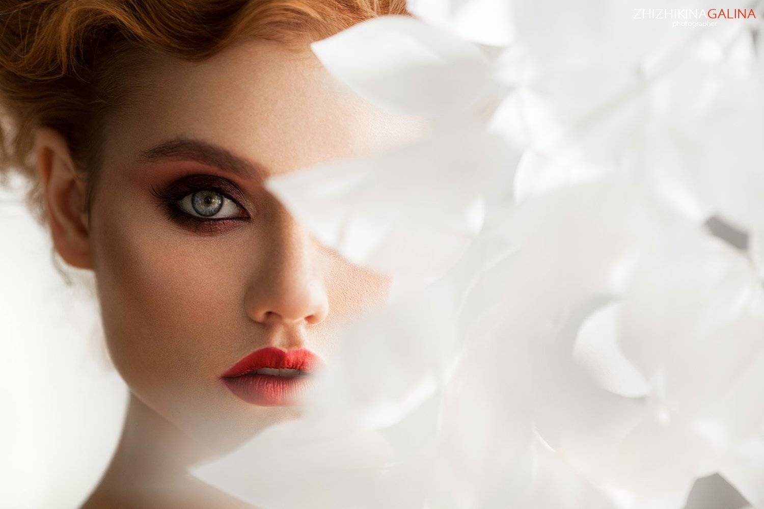 девушка, лицо, портрет, визаж, красивая, глаза, цвет, красная, помада, жижикина, взгляд, , Галина Жижикина
