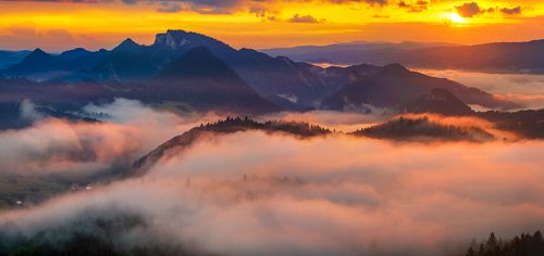 mountains under a warm quilt