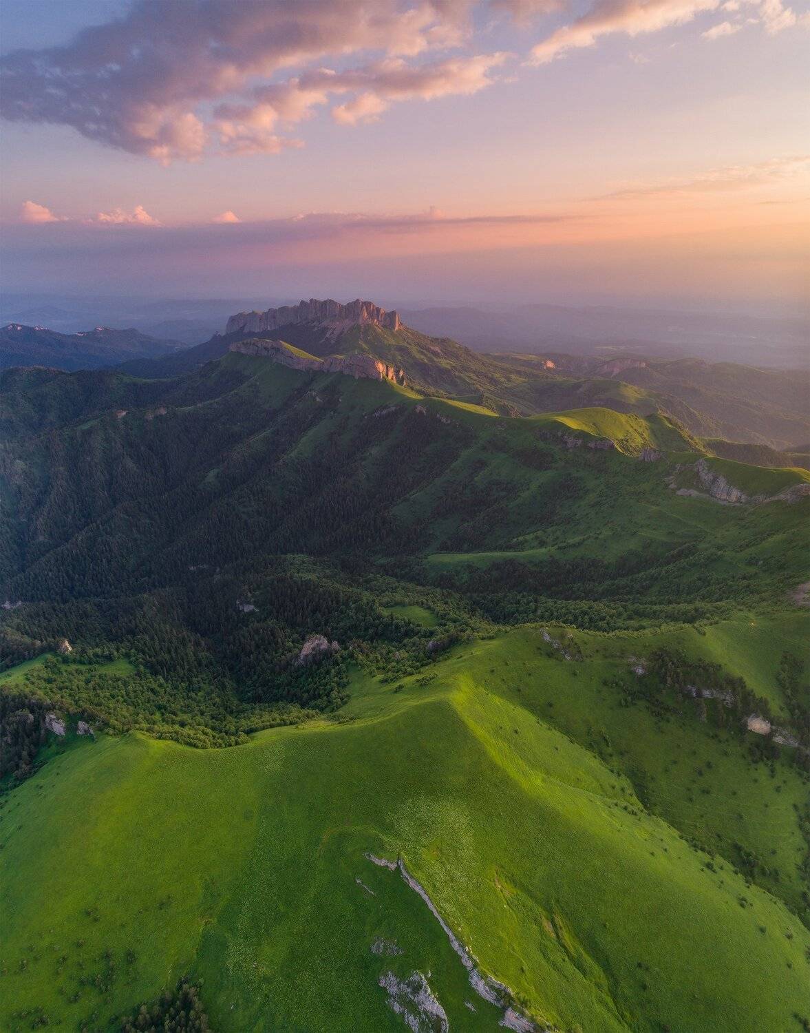 западный кавказ тхач рассвет коптер июнь, Николай Мысливцев