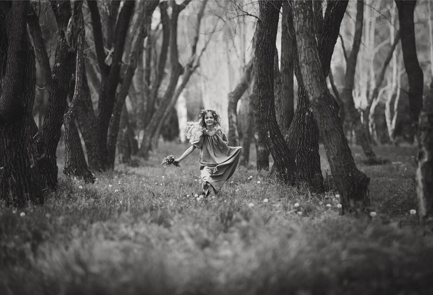 дети, лето, черно-белое, Оксана