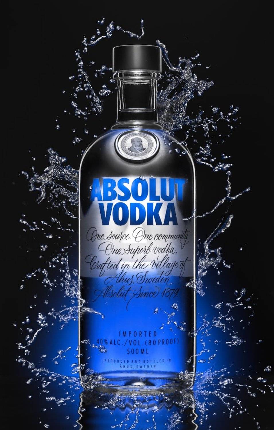 водка, абсолют, реклама, брызги, синий свет, контур, Tom Fincher
