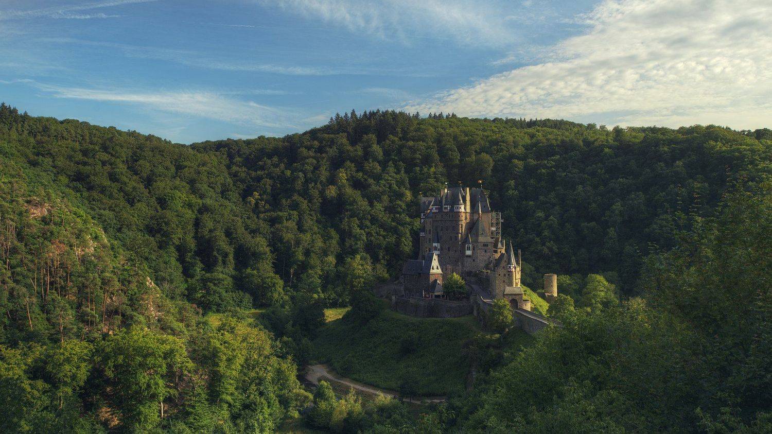пейзаж, панорама, замок, архитектура, природа, лес, Германия, закат, свет, средневековье, Ефимов Александр
