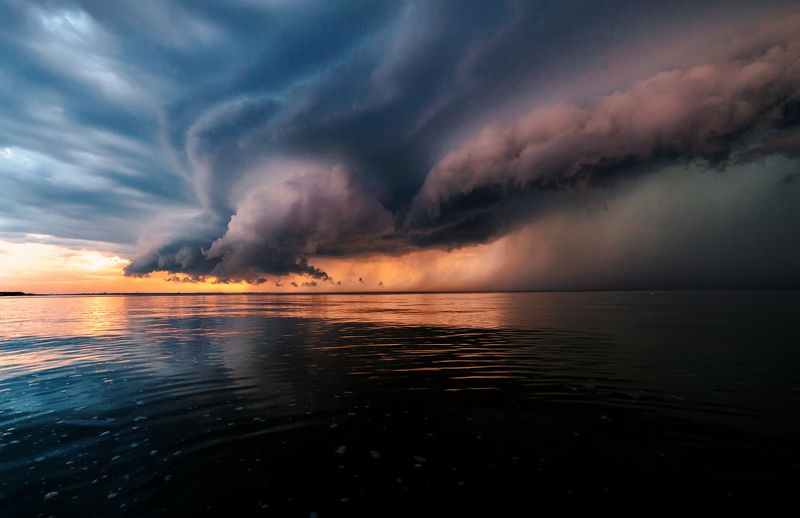 лето, шторм, гроза, буря, облока, закат Перед штормом фото превью