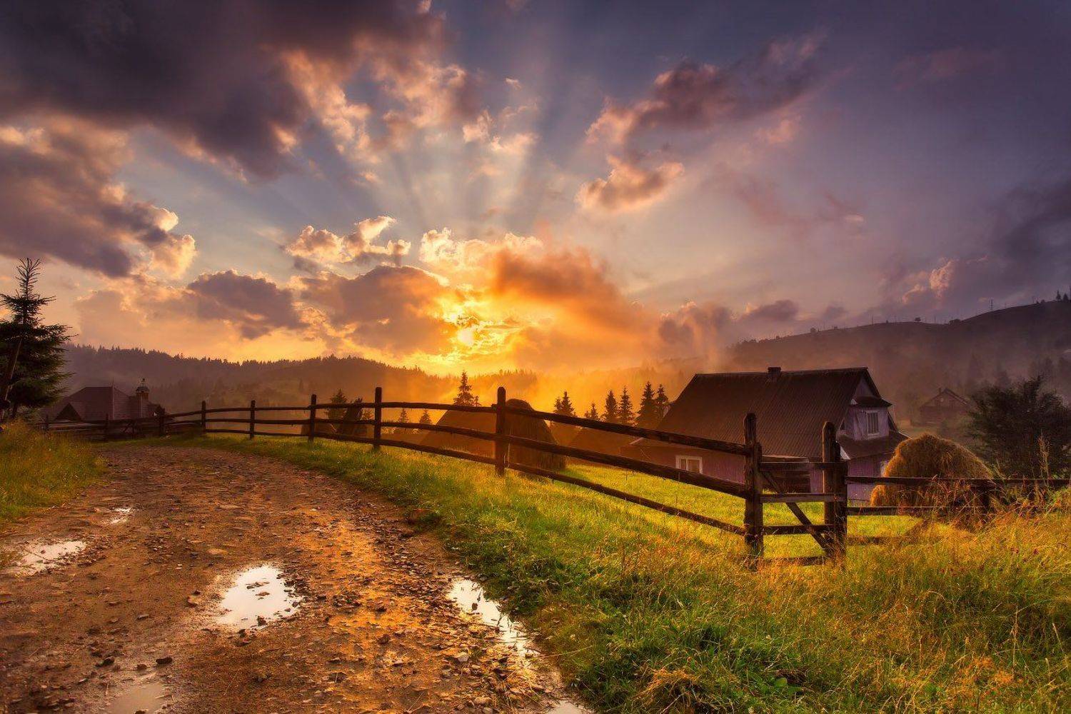 вечер, горы, деревня, закат, июль, карпаты, лето, Вейзе Максим