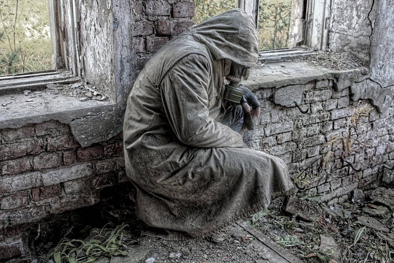 человек, противогаз, выживание, разруха, апокалипсис, Vladimir Kedrov