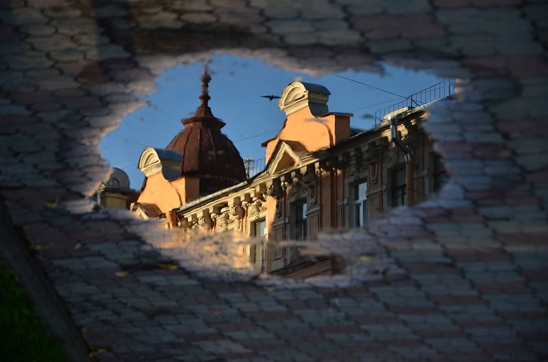 Отражение в луже фото превью