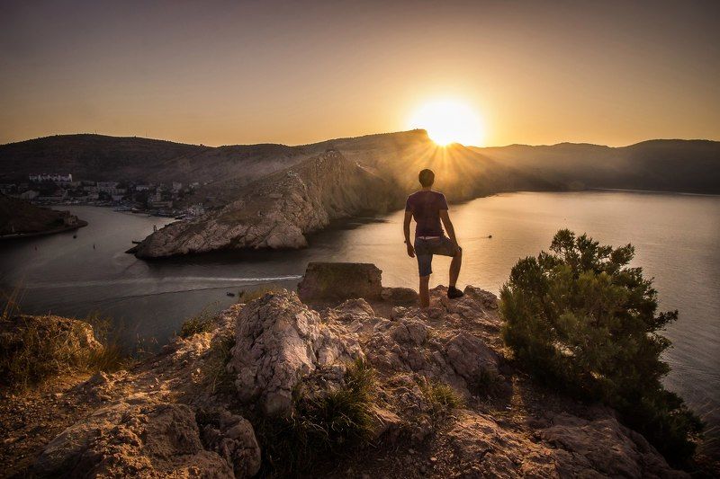 море, черное море, бухта, вода, небо, утро, рассвет, пейзаж, sea, black sea, seascape, water, sky, morning Встречая рассвет фото превью