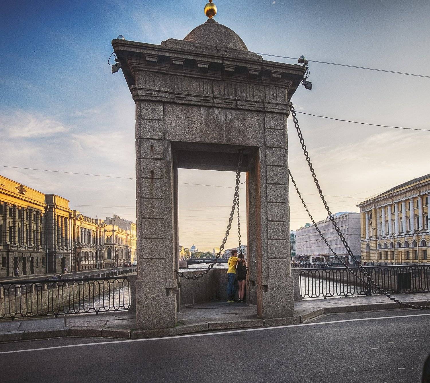 город, питер, стрит, мост, лето, закат, двое, река, небо, солнце, Вавилова Елизавета