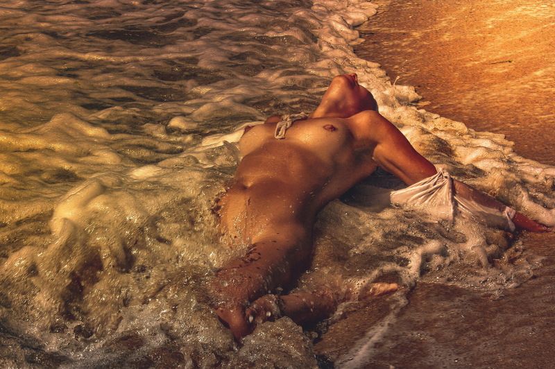 девушка, море, закат, вечер... \