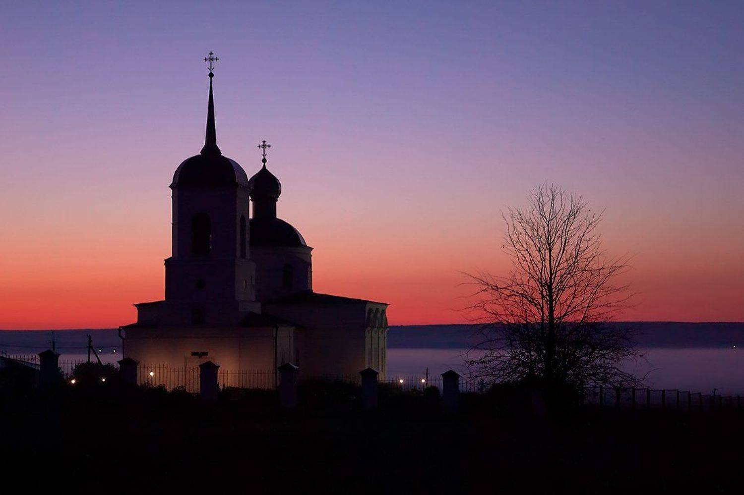церковь, рассвет, река, утро, Лопухов Сергей