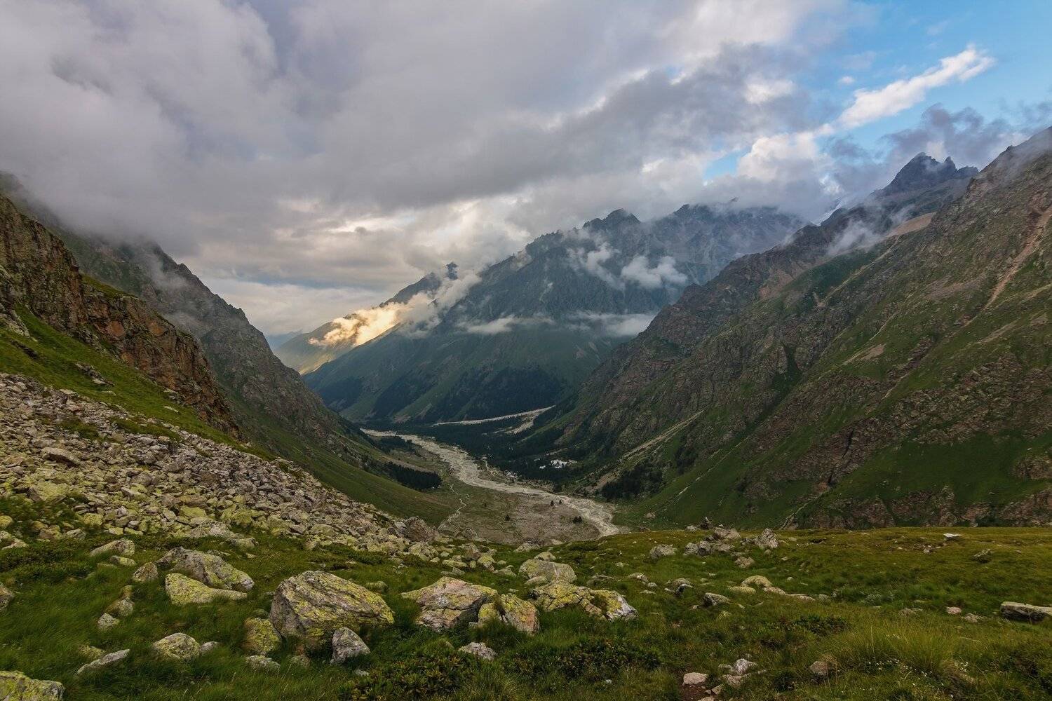 горы, облака, кавказ, Эстелла