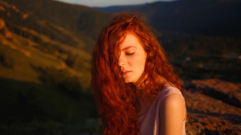 eyes people girl model portrait face Redhead фото превью