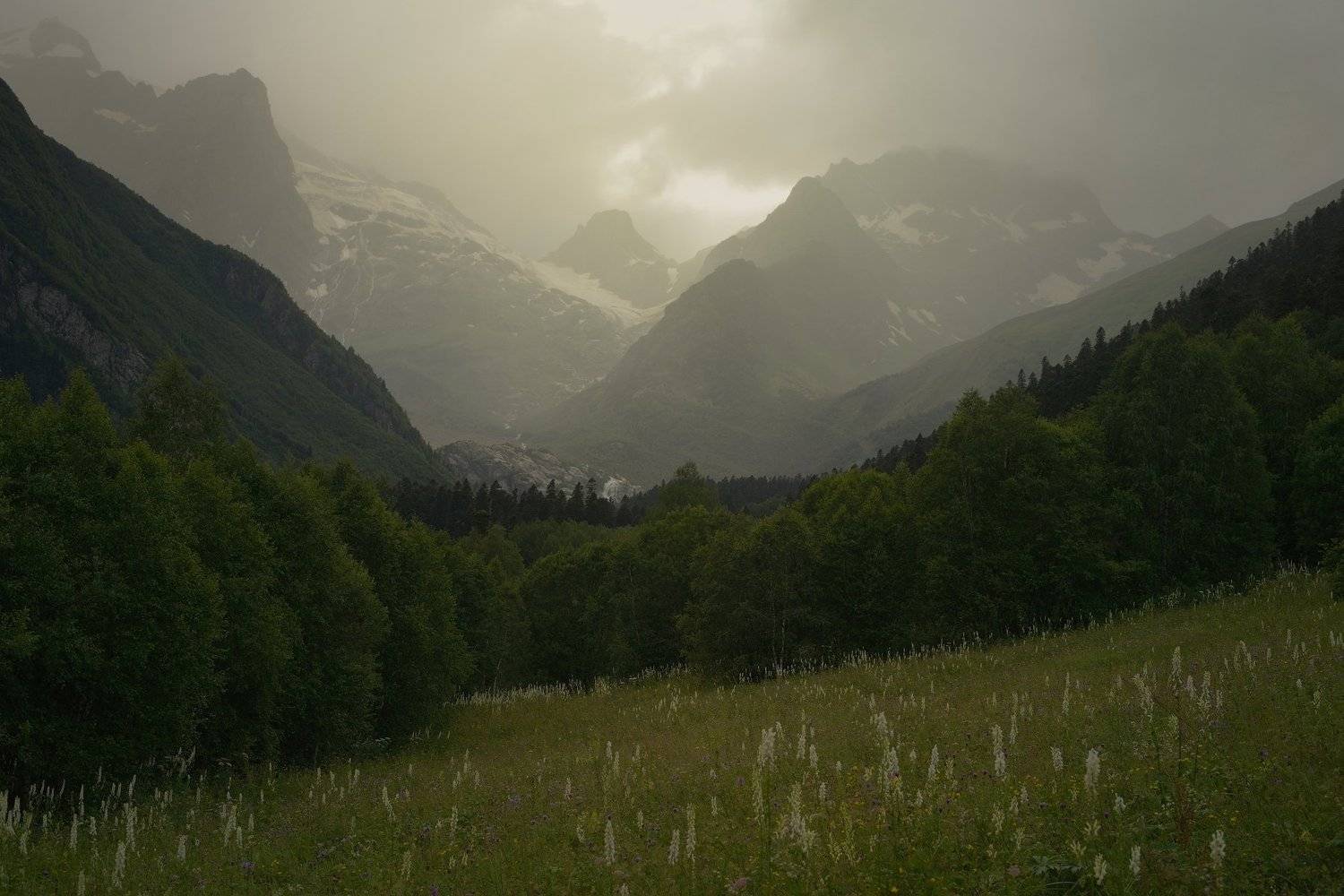 горы лето вечер домбай, Александр Жарников