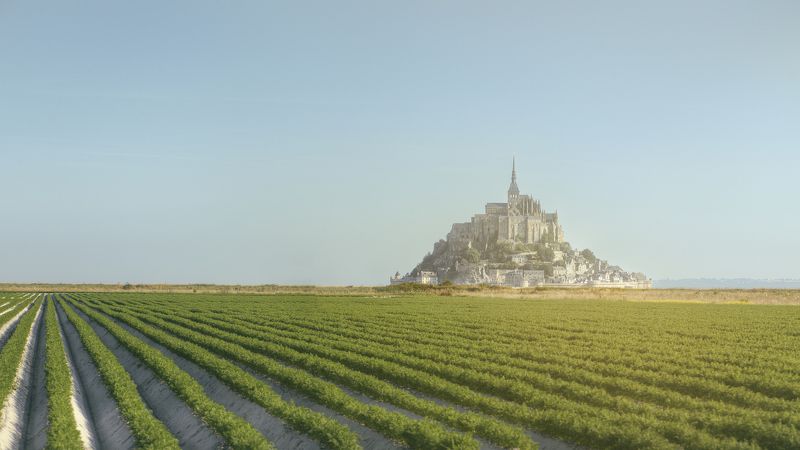 пейзаж, природа, архитектура, рассвет, свет, лето, замок, аббатство, панорама, Европа, Франция Part of the Past фото превью