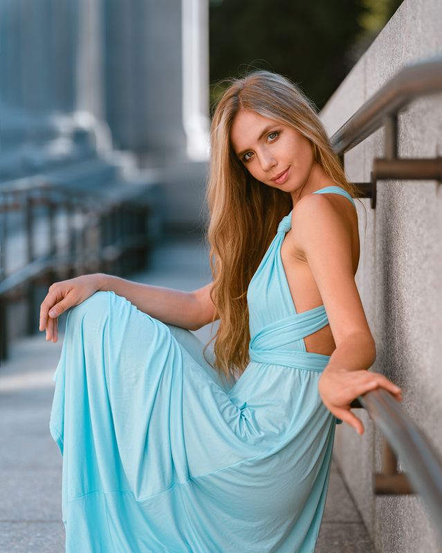 girl, summer, dress, beautiful, blonde, portrait Kseniya фото превью