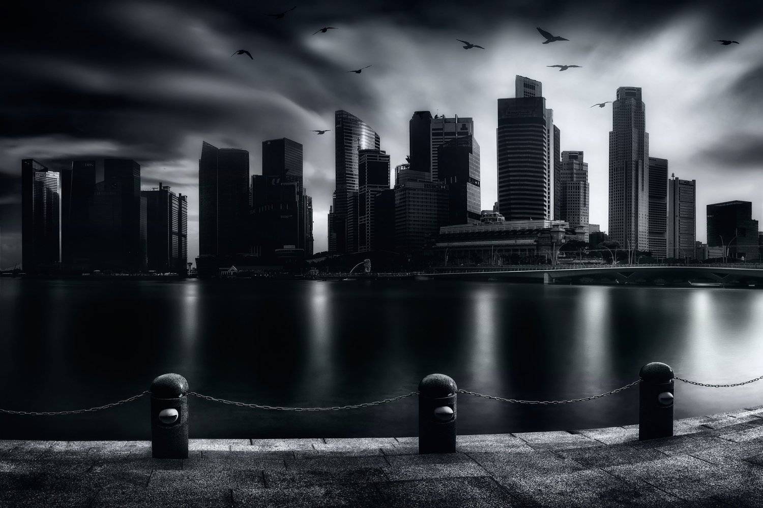 чб, город, городской пейзаж, сингапур, Алексей Ермаков