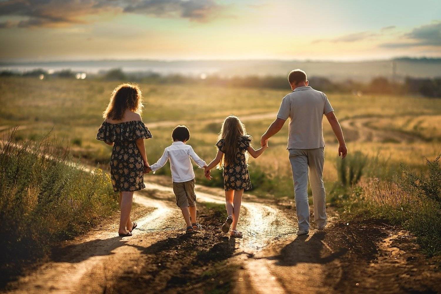 Семья, закат, красивое фото, закатный свет, Ирина Ганич