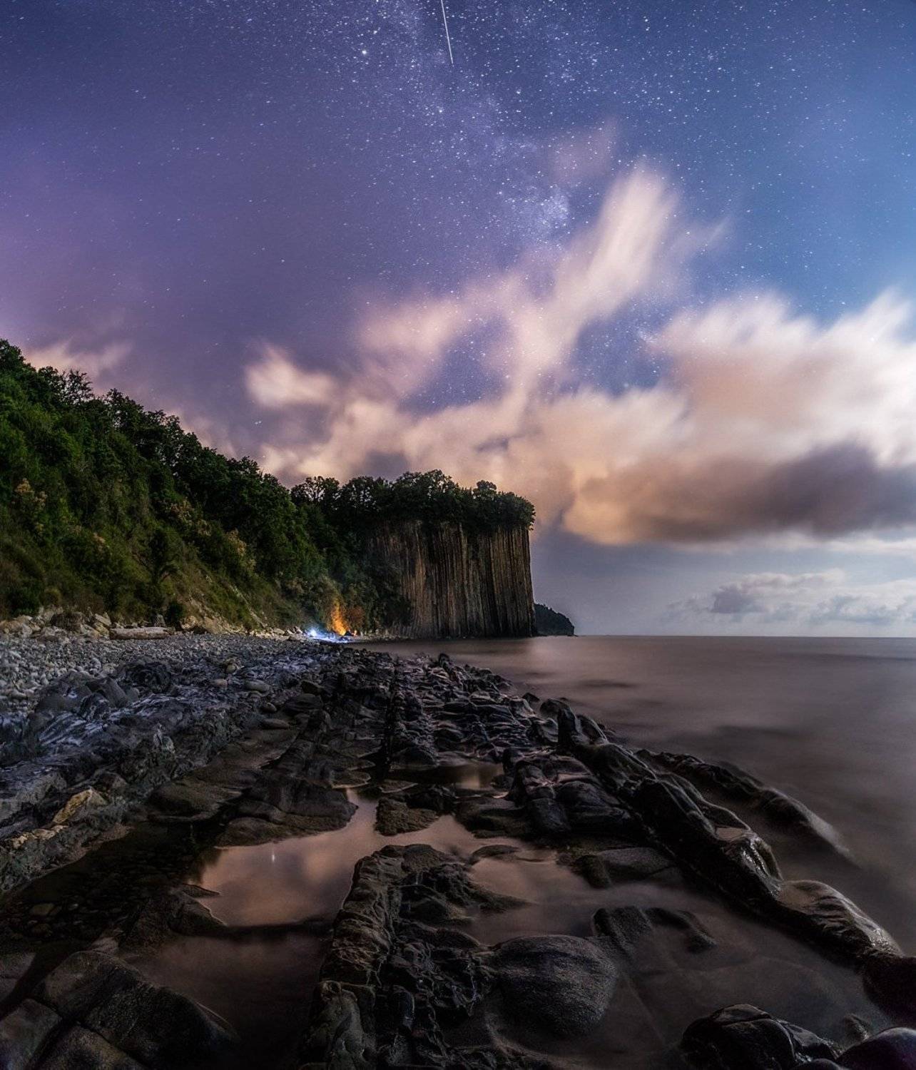 ночь, скала, море, черное море, длинная выдержка, night, nightscape, sea, seascape, long exposure, water, milky way, млечный путь, Сергей Шабанов
