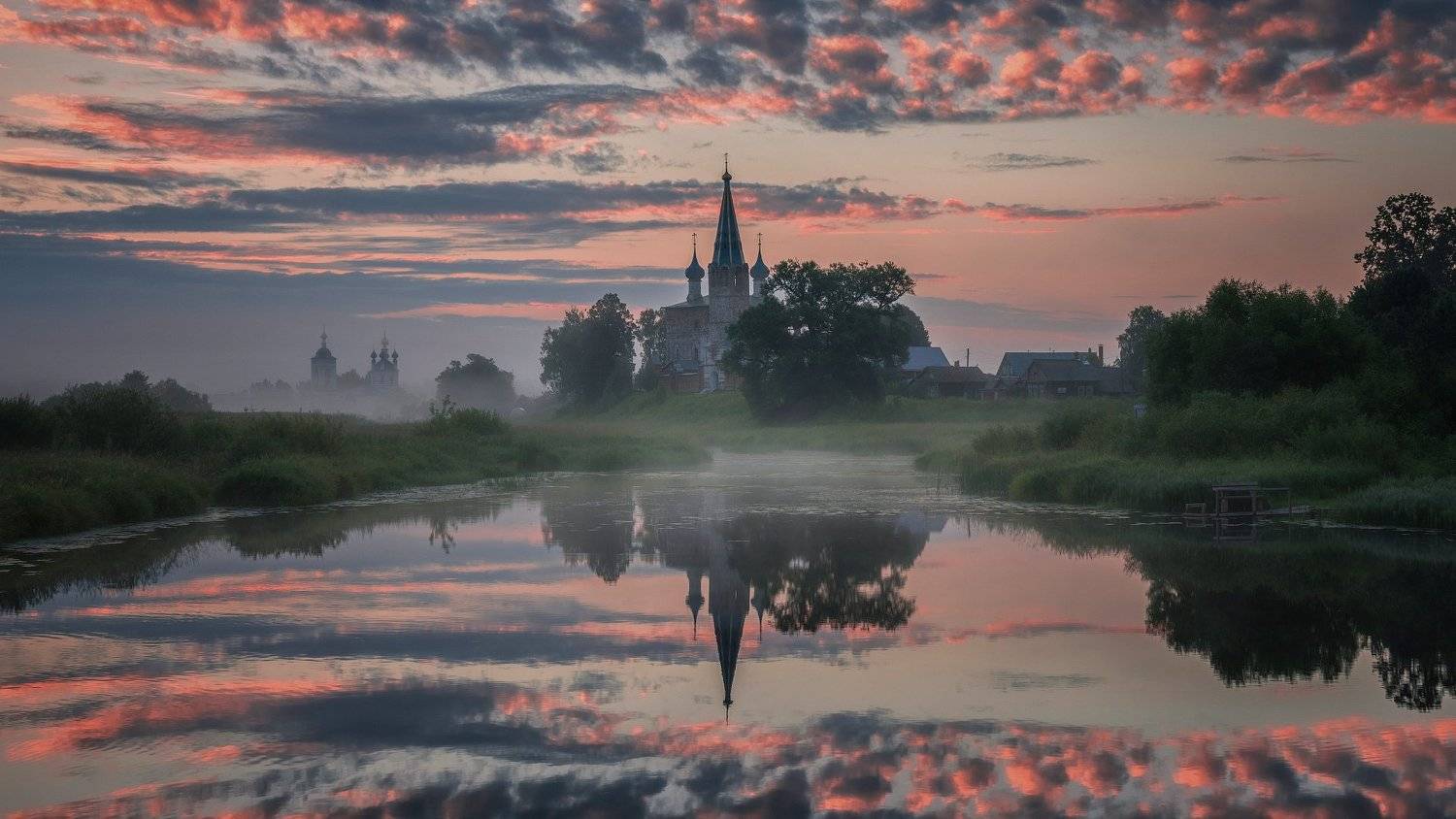 утро, рассвет, природа, туман, река, дунилово, Виталий Левыкин