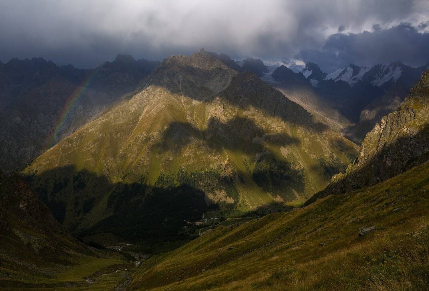 горы, гроза, радуга, Эстелла