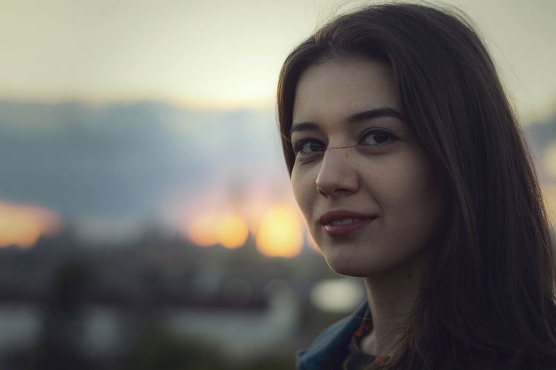 портрет, девушка, модель, лицо, взгляд, казань, вечер, закат, улыбка *** фото превью