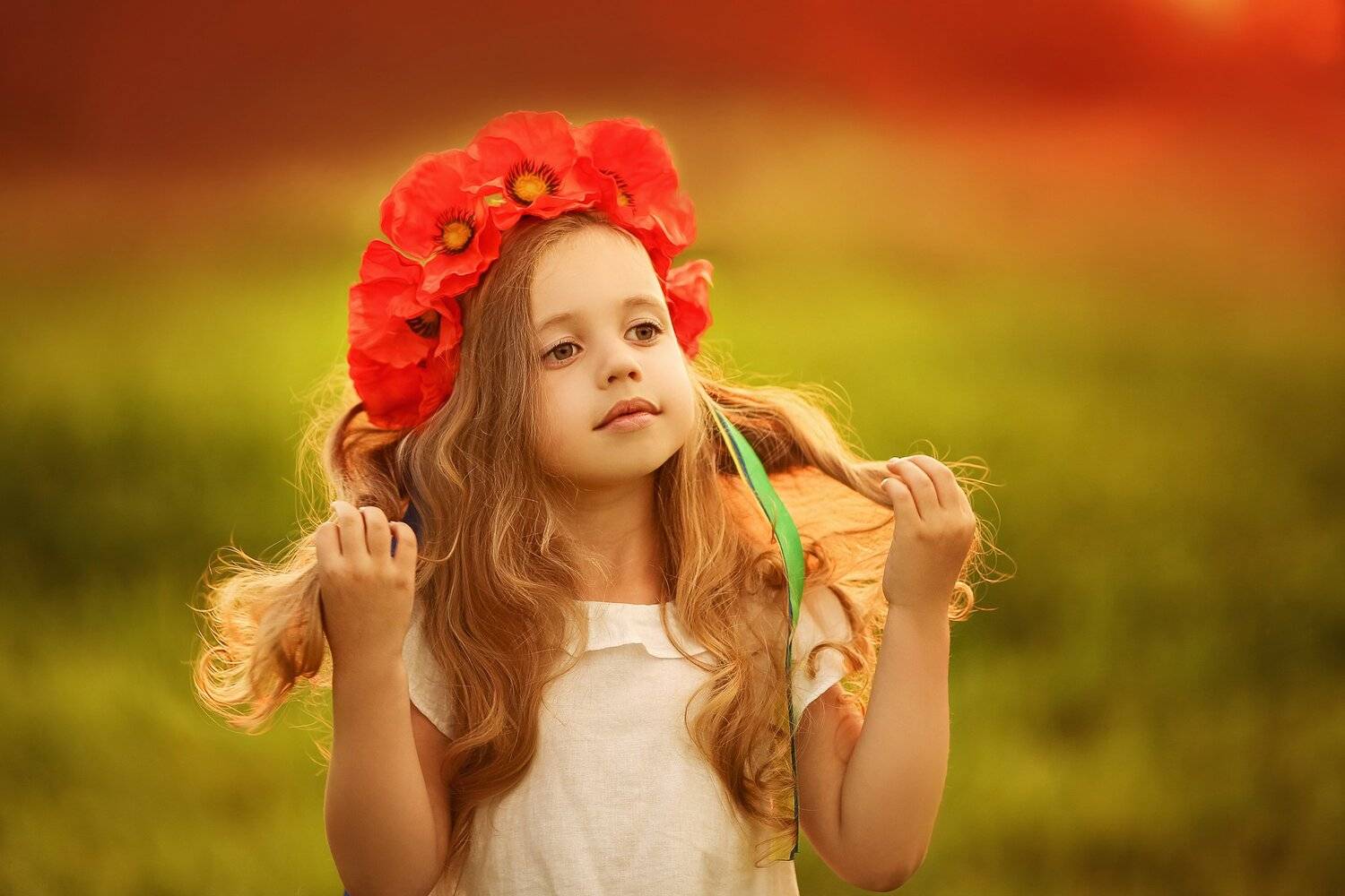 закат портрет дочка девочка маки, Валерия Касперова