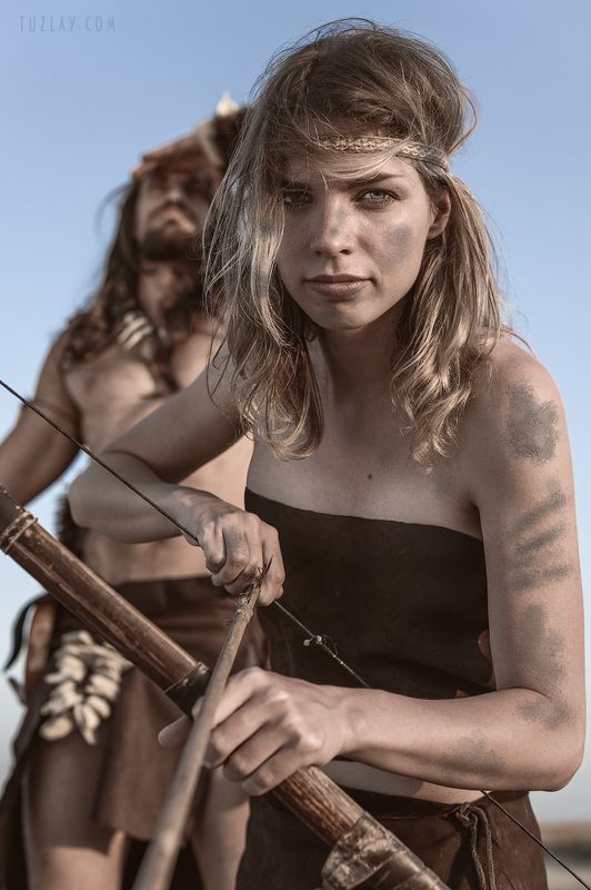 предки, постановка, портрет, дикая девушка, лук и стрелы Предки были суровы, но красивы! фото превью