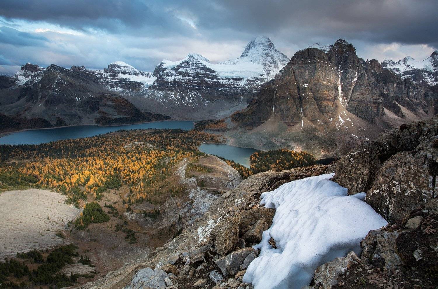 assiniboine, lake, snow, sky, Evgeny Chertov