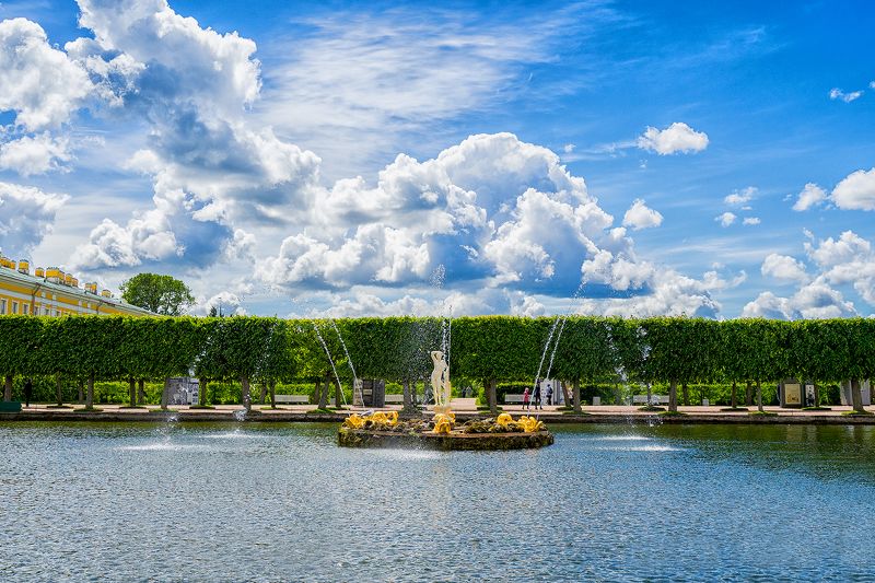 облака архитектура пейзаж небо фонтан urban Небо над Петергофом фото превью