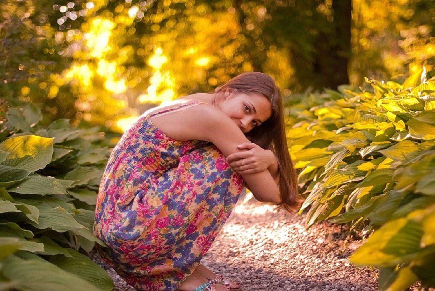 лето, солнце, сад, девушка, Alex