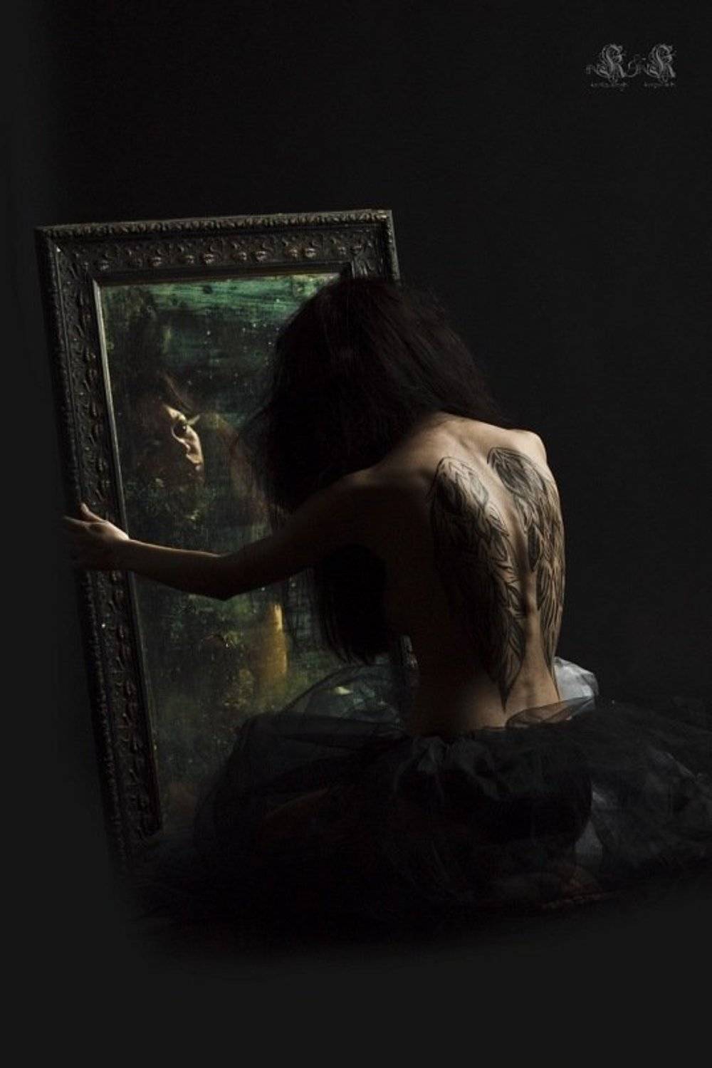 готика, хоррор, портрет, студия, боди-арт, татуировка, крылья, зеркало, Anton