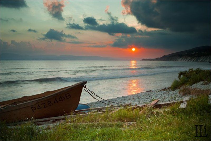 лодка, закат Лодочка фото превью