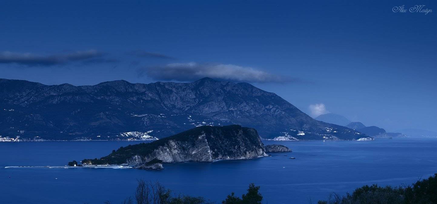 выдержка, будва, море, закат, остров, св.никола, Alexander Martynov