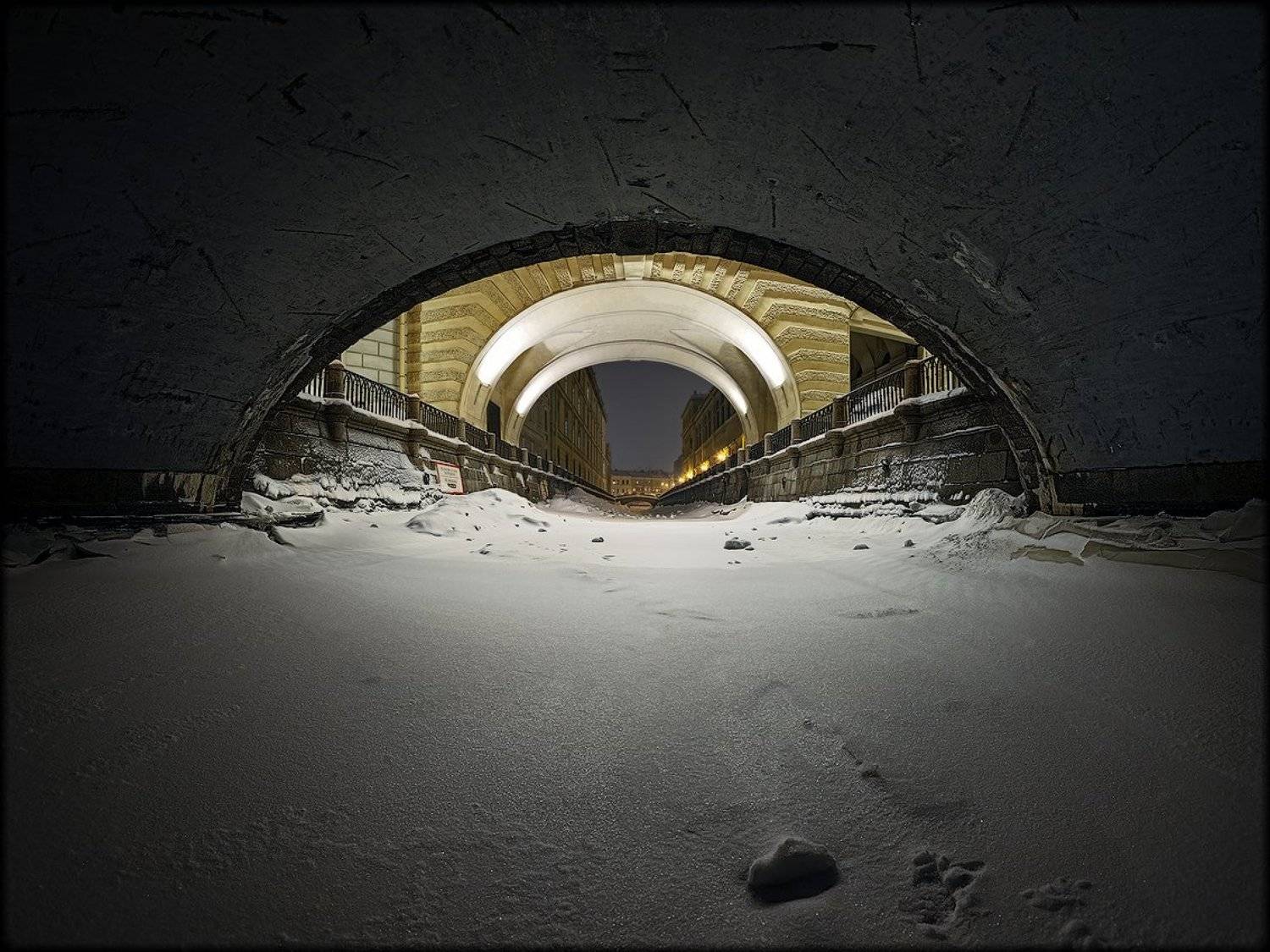 зима, зимняя канавка, эрмитажный мост, санкт-петербург, снег, лед, панорама, EGRA : ЕГРА