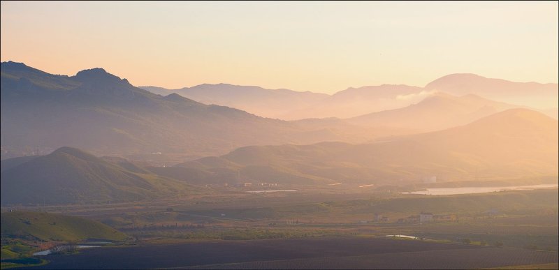дымка, весна, рассвет, закат, крым  фото превью