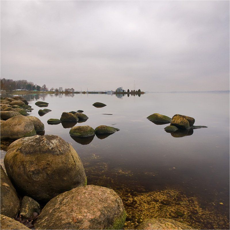 небо, камни, море, штиль  фото превью