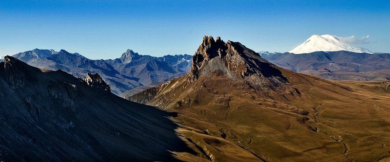 аэрофото, эльбрус, горы, главный кавказский хребет, кбр  фото превью