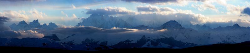 облака, горы, главный кавказский хребет, кбр  фото превью