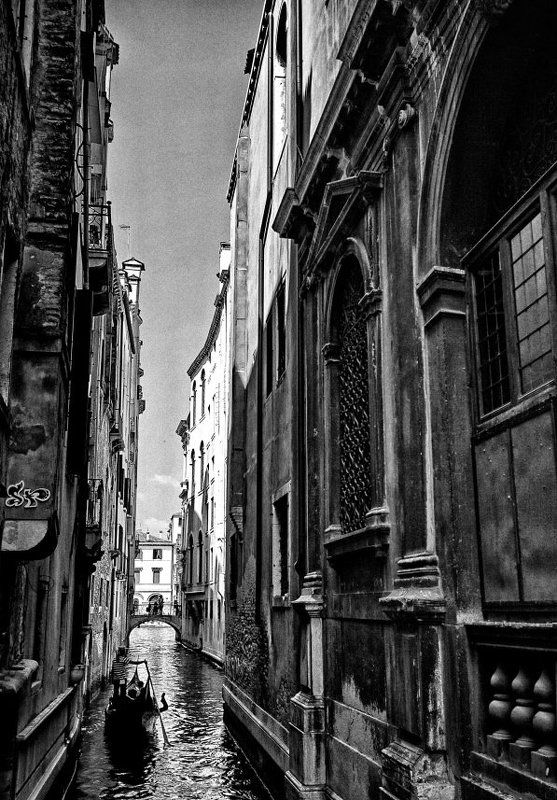 чб, канал, венеция, город  фото превью