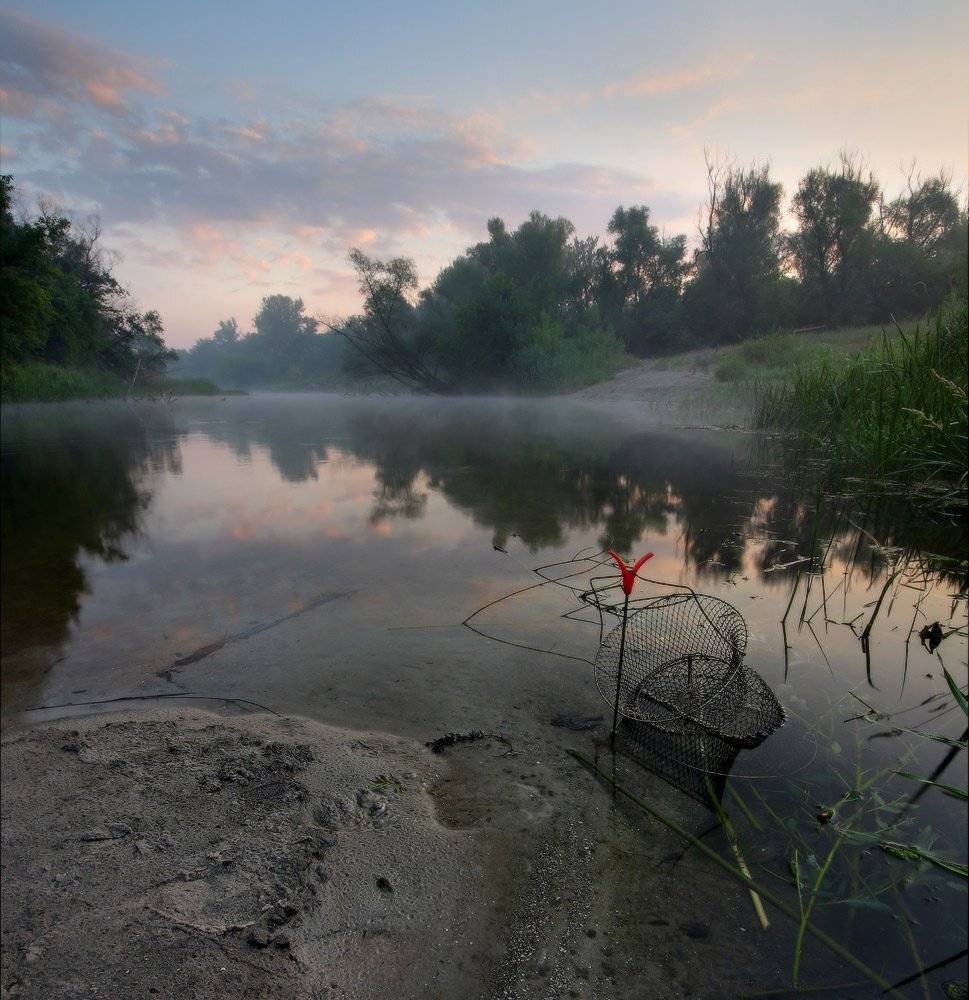 река, утро, туман, лето, рыбалка, Петриченко Валерий