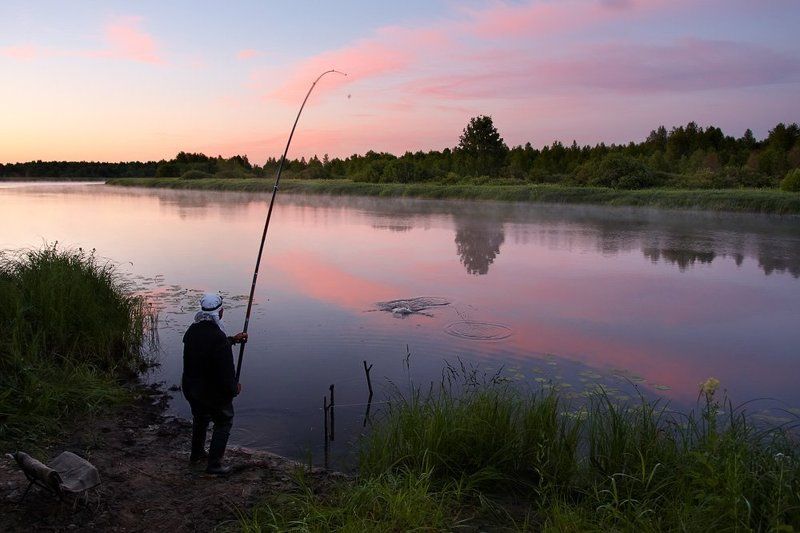 рыбак, белая, ночь  фото превью