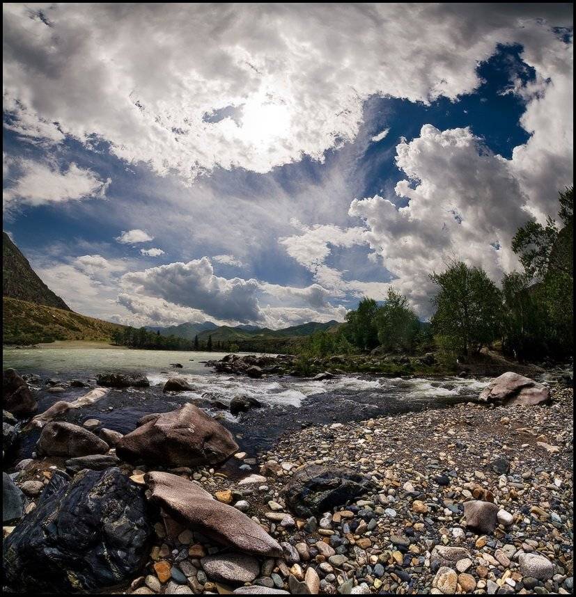 облака, река, горы, катунь, ильгумень, алтай, Виталий из Н-ска