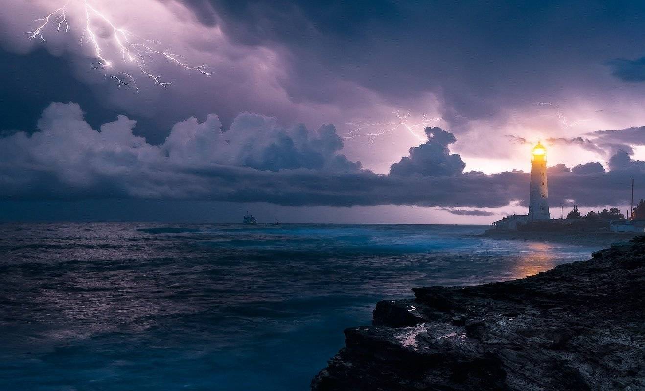 море, молния, таханкут, маяк, Александр