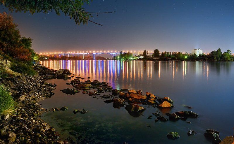 city, night, waterscape, варна, varna, аспарухов, мост, bridge  фото превью