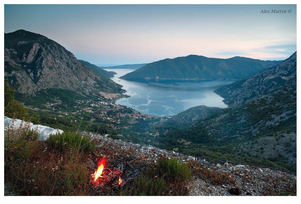рисан, адриатика, черногория, море, закат, костер, Alexander Martynov